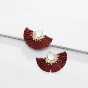 Anthropologie Amelia Red Filigree Hoop Earrings